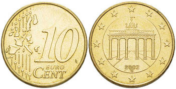 Германия 10 евроцентов 2002 G KM 210 нордик 210-544