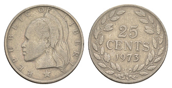 Либерия 25 центов 1973 KM 16a.2 медно-никель 4641-1246