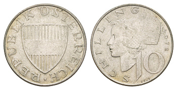 Австрия 10 шиллингов 1972 KM 2882 серебро 4657-653