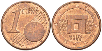 Мальта 1 евроцент 2008 KM 125 сталь плакированная медью 216-1117