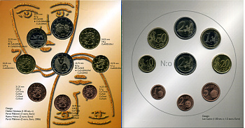 Финляндия евронабор из 8 монет + 2 евро юбилейная 2006 100 лет парламентских реформ, официальный набор в оригинальном буклете UNC 5-6-2-33
