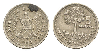 Гватемала 5 сентаво 1992 KM 276 медно-никель 4649-554