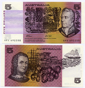 Австралия 5 долларов 1991 Джозеф Бэнкс, signatures: Fraser & Cole Pick 44 g бумага UNC (пресс) 000-00-00