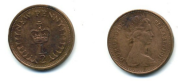 Великобритания 1/2 пенни 1973 Елизавета II (1952-2022) КМ 914, Spink 4239 бронза 4110-1655