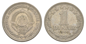 Югославия 1 динар 1965 KM 47 медно-никель 4181-315