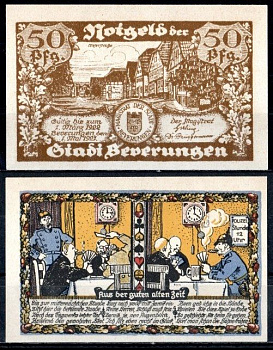 Беверунген (Пруссия, Вестфалия) 50 пфеннигов 1921 Mehl Grabowski 99.2-1/3 бумага UNC (пресс) 7556-52-4-1