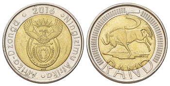 ЮАР 5 рандов 2016 KM 281 биметалл UNC 4626-932