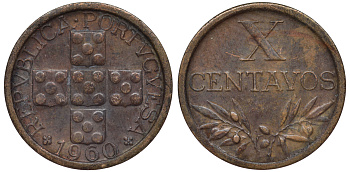 ПОРТУГАЛИЯ 10 СЕНТАВО 1960 KM 583 бронза 45-1142