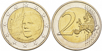 Люксембург 2 евро 2007 замки Люксембурга, дворец Великих герцогов KM 95 биметалл UNC M10-16