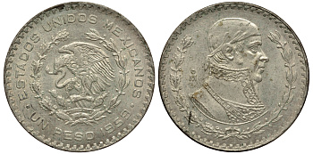 Мексика 1 песо 1959 Хосе Мария Морелос KM 459 серебро 107-1032