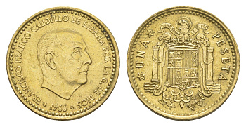 Испания 1 песета 1966 (69) Франсиско Франко (1939-1975) KM 796 алюминиевая бронза 4164-113