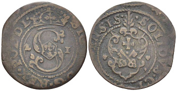 Рига 1 шиллинг (шеляг) 1621 Сигизмунд III (1587-1632), вес 0,75 гр. KM 5 серебро 1517-223