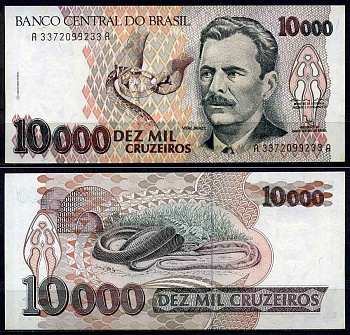 Бразилия 10000 крузейро 1992 серия A 3372, Витал Бразил, врач Pick 233 b бумага UNC (пресс) 2197-45-1-2