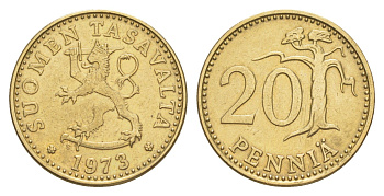 Финляндия 20 пенни 1973 KM 47 алюминиевая бронза 4648-416