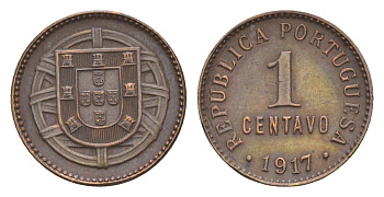 Португалия 1 сентаво 1917 KM 565 бронза 4658-1266