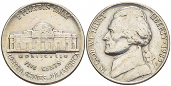 США 5 ЦЕНТОВ 1985 P, ДЖЕФФЕРСОН KM А192 медно-никель 4546-1211