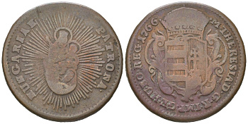 Венгрия 1 денар 1766 Мария-Терезия (1740-1788) KM 375 медь 4582-1121