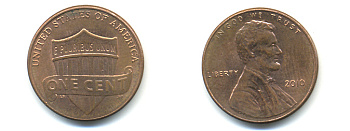 США 1 ЦЕНТ 2010 ЛИНКОЛЬН KM NEW цинк плакированный медью UNC 179-621