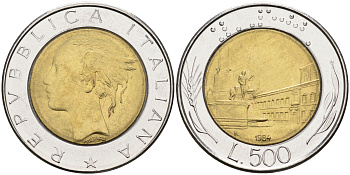 Италия 500 лир 1984 R KM 111 биметалл 4116-432