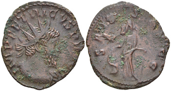 Римская Империя (императоры в Галлии) антониниан 271 - 274 Тетрик I. SALVS AVGG, Салюта, божество Здоровья, Колония Агриппины, Good Very fine RIC 126 биллон 1073-14-13
