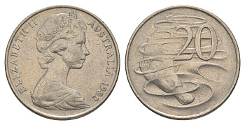 Австралия 20 центов 1982 Елизавета II (1952-2022), утконос KM 66 медно-никель 4379-1351