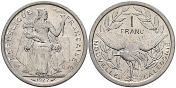Французская Новая Каледония 1 франк 1977 KM 10 алюминий 4153-654