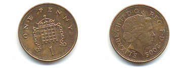 Великобритания 1 пенни 2005 Елизавета II (1952-2022) KM 986, Spink 4710 (B5) сталь плакированная медью 177-562