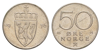 Норвегия 50 эре 1976 Улаф V (1957-1991) KM 418 медно-никель 4635-444