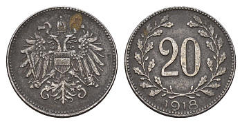 Австрия 20 геллеров 1918 KM 2826 железо 4627-1246