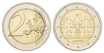 Литва 2 евро 2018 Литовские песни и танцы KM 237 биметалл UNC 72-852