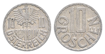 Австрия 10 грошей 1977 KM 2878 алюминий 4632-539