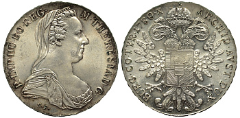 Австрия 1 талер 1780 SF, Мария Терезия, официальный рестрайк KM Т1 серебро 443-1321