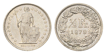 Швейцария 1/2 франка 1979 KM 23a медно-никель 4685-861
