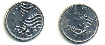 Бразилия 1 крузейро 1990 KM 617 нержавеющая сталь 93-1032