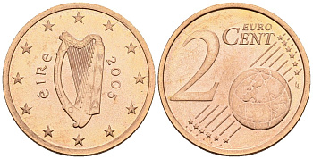 Ирландия 2 евроцента 2005 KM 33 сталь плакированная медью 4147-714