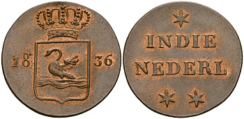 Нидерландская Ост-Индия 1 дуит 1836 KM Pn20 медь 00-812-73