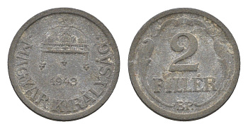 Венгрия 2 филлера 1943 BP KM 519 цинк 4664-857