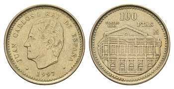Испания 100 песет 1997 Королевский театр KM 984 алюминиевая бронза 4606-454