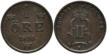 Швеция 1 эре 1898 Оскар II (1872-1907) король Швеции и Норвегии KM 750 бронза 201-1125