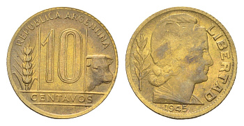 Аргентина 10 сентаво 1945 KM 41 алюминиевая бронза 4664-148