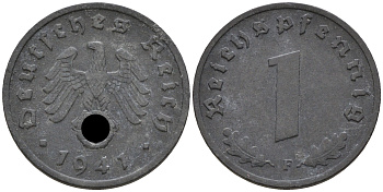 Германия 1 рейхспфенниг 1941 F KM 97 J. 369 цинк    4152-1159