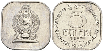 Шри-Ланка 5 центов 1978 KM 139a алюминий 4136-561
