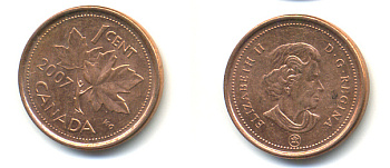 Канада 1 цент 2007 ML, Елизавета II (1952-2022), кленовый лист KM 490а сталь плакированная медью 177-1464