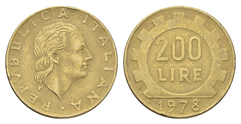 Италия 200 лир 1978 R, шестерня KM 105 алюминиевая бронза 4704-834