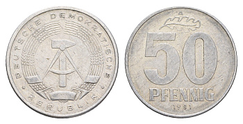 ГДР 50 пфеннигов 1981 A KM 12.2 алюминий 4648-1032