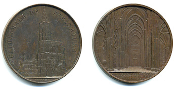 ГЕРМАНИЯ МЕДАЛЬ XIX ВЕК КАФЕДРАЛЬНЫЙ СОБОР СТРАСБУРГА. Серия архитектурные памятники Европы бронза 1072-3-42