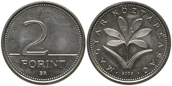 ВЕНГРИЯ 2 ФОРИНТА 2003 ВР KM 693 медно-никель UNC 181-736