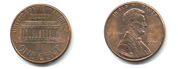 США 1 ЦЕНТ 1985 ЛИНКОЛЬН KM 201b цинк плакированный медью 89-521