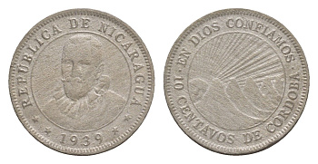 Никарагуа 10 сентаво 1939 KM 17.1 медно-никель 4640-967