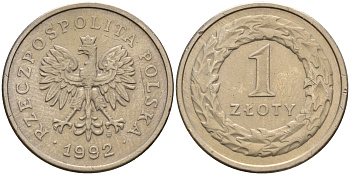 Польша 1 злотый 1992  KM 282 медно-никель    4161-111